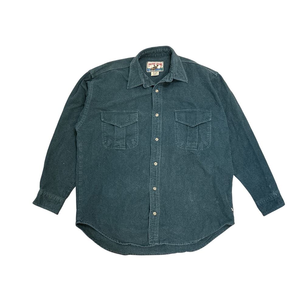 Vtg 90s Moose creek legendary heavy cotton button up Green large shirt USA